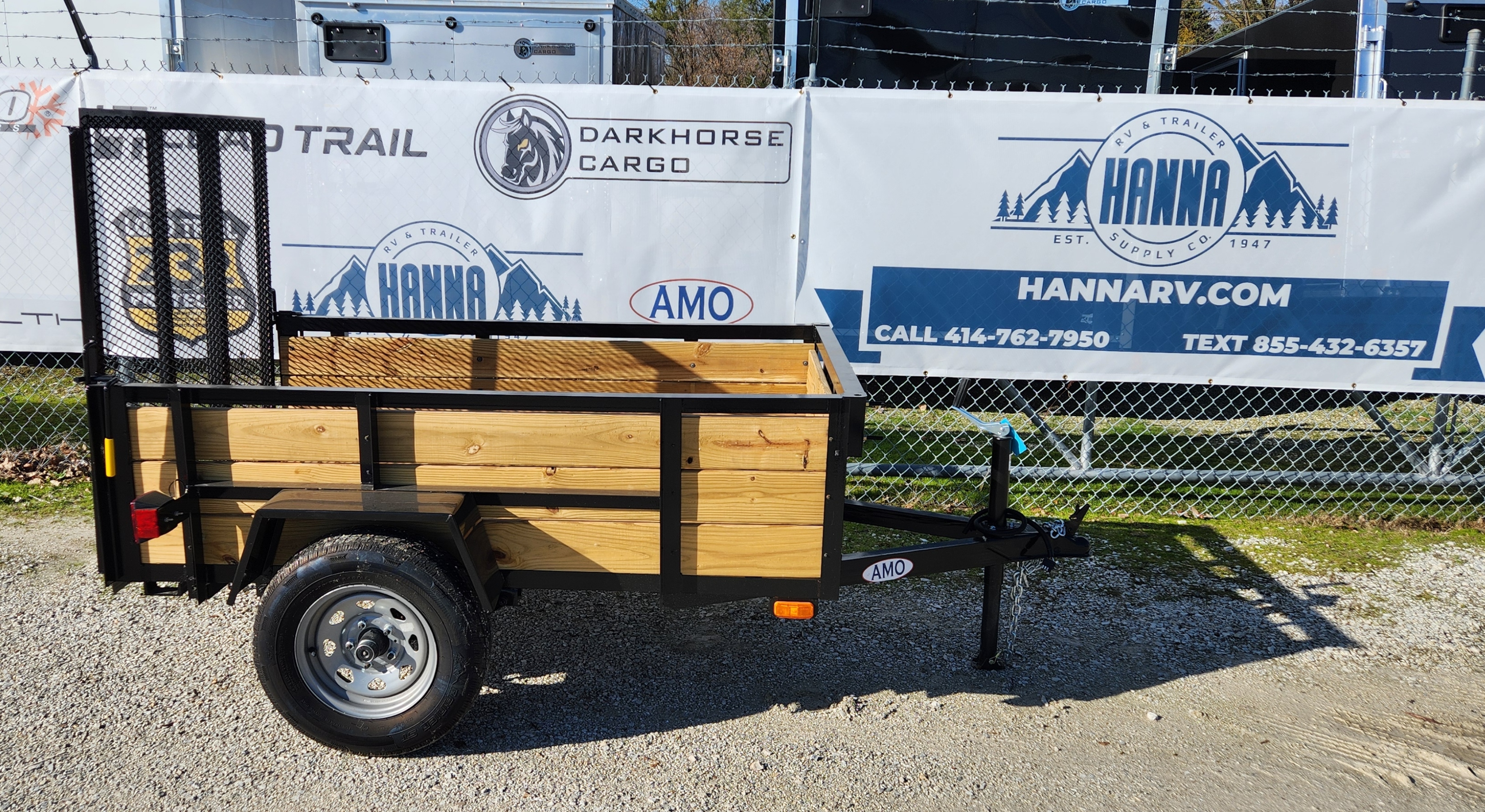 AMO 4 X 6 Steel Utility Trailer with Ramp Gate and 20" Solid Wood Sides